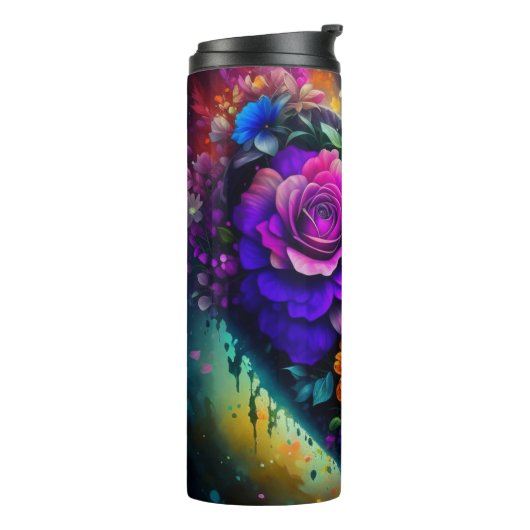 Bloemgevulde hart Valentijnsdag Thermosbeker (Gedraaid links)