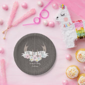 Bloemgewei + Barnwood bruiloft Papieren Bordje (Feest)