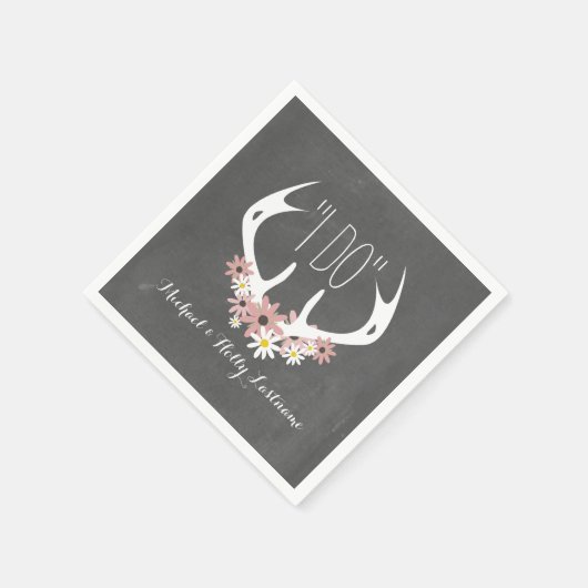 Bloemgewei Chalkboard geïnspireerde bruiloft Servetten (Hoek)