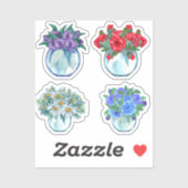 Bloemglazen vazen Stickers (Vel)