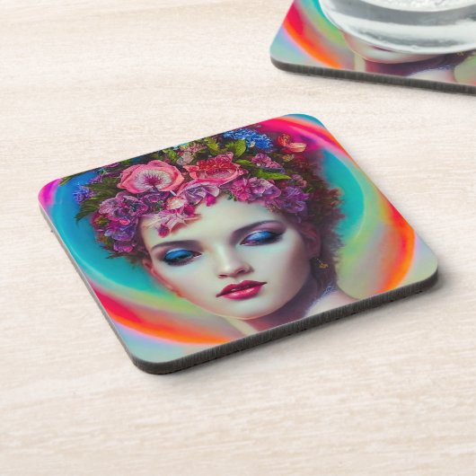 bloemgodin bier onderzetter (Linkerzijde)