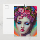 bloemgodin briefkaart (Voorkant / Achterkant)