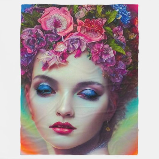 bloemgodin fleece deken (Voorkant)