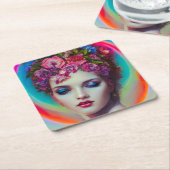 bloemgodin kartonnen onderzetters (Schuin)