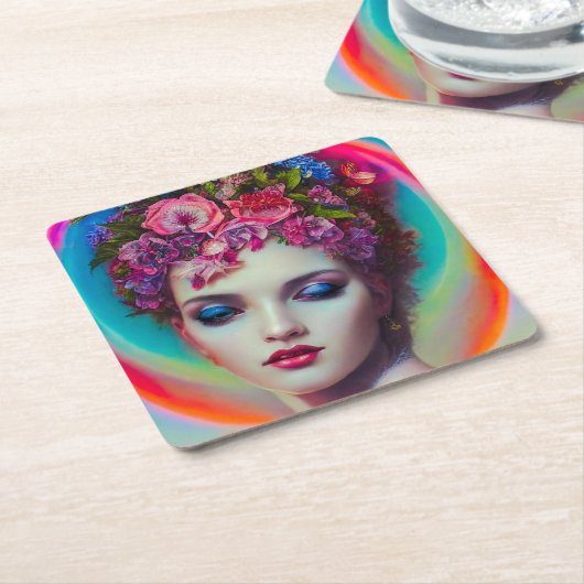 bloemgodin kartonnen onderzetters (Schuin)