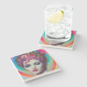 bloemgodin stenen onderzetter (Zijkant)