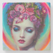 bloemgodin stenen onderzetter (Voorkant)