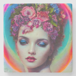 bloemgodin stenen onderzetter