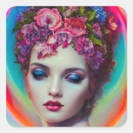 bloemgodin vierkante sticker