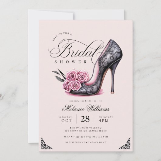 Bloemgotische bruids douche uitnodiging (Voorkant)