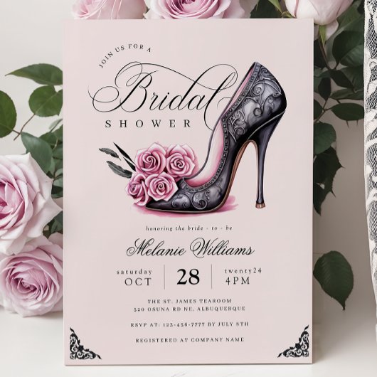 Bloemgotische bruids douche uitnodiging