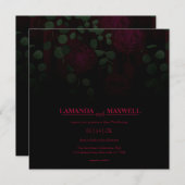Bloemgotische zwarte Fuchsia Handfasting Uitnodigi Kaart (Voorkant / Achterkant)