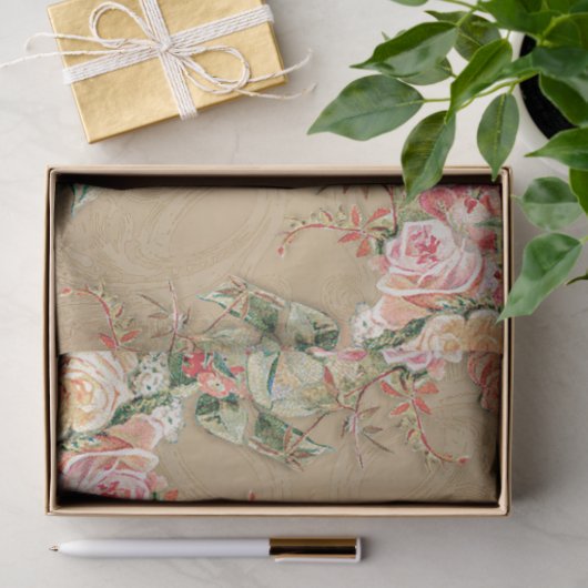 Bloemgoud Barok Elegante Roze Decoupage Tissuepapier (Geschenk)