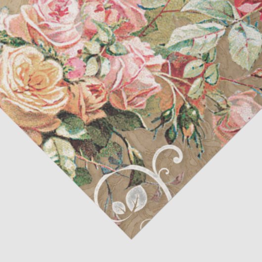 Bloemgoud Barok Elegante Roze Decoupage Tissuepapier (Detail)