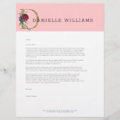 Bloemgoud belettering monogram briefhoofd (Voorkant)