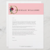 Bloemgoud belettering monogram briefhoofd (Voorkant / Achterkant)