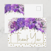 Bloemgoud Confetti Paars Dank Je Briefkaart (Voorkant / Achterkant)