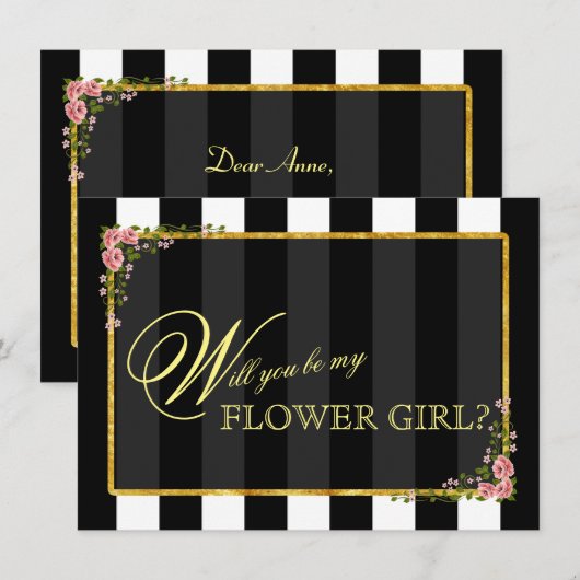 Bloemgoud Folie ZUL JE MIJN BLOEMENMEISJE ZIJN? Kaart (Voorkant / Achterkant)