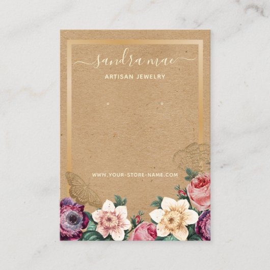 Bloemgoud Kraftpapier Sieraden Displaykaart Visitekaartje (Voorkant)