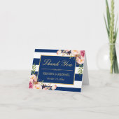 Bloemgoud Navyblauw Strepen Huwelijk Bedankt (Voorkant)