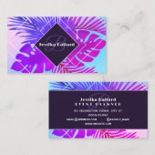 Bloemgradiënt en waterverf paarse blauw visitekaartje (Voorkant / Achterkant)