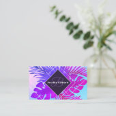 Bloemgradiënt en waterverf paarse blauw visitekaartje (Staand voorkant)