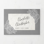 Bloemgrijs drievoudig alles in één bruiloft drieluik uitnodiging (Cover)