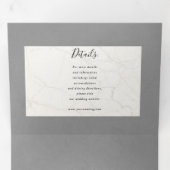 Bloemgrijs drievoudig alles in één bruiloft drieluik uitnodiging (Binnenzijde eerst)