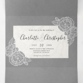 Bloemgrijs drievoudig alles in één bruiloft drieluik uitnodiging (Binnenkant midden)