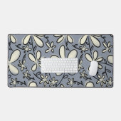 Bloemgrijs en Cream bloempatroon Bureaumat (Keyboard & Muis)