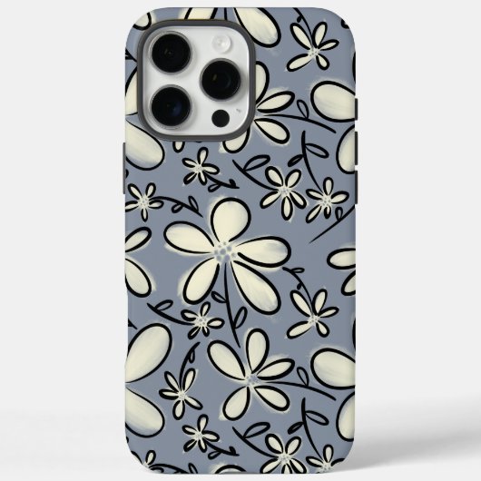 Bloemgrijs en Cream bloempatroon Case-Mate iPhone Case (Achterkant)