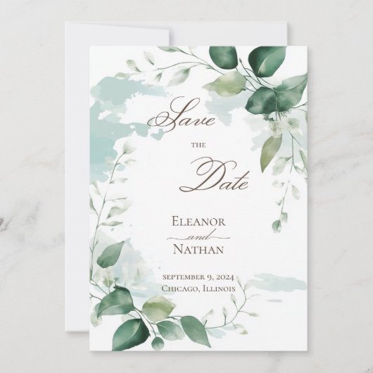 Bloemgroen Bladeren Zomer Save the Date Kaart (Voorkant)