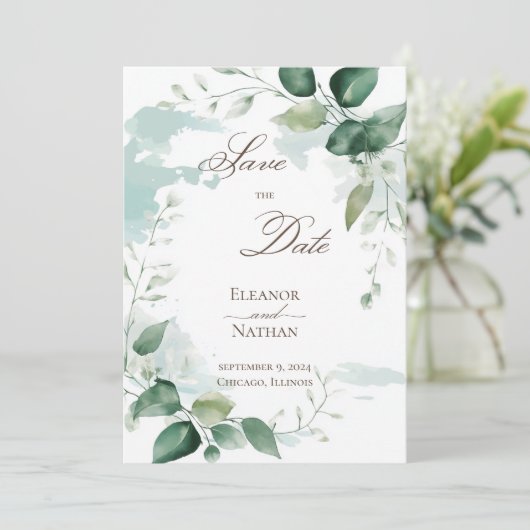 Bloemgroen Bladeren Zomer Save the Date Kaart (Staand voorkant)