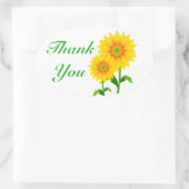 Bloemgroen dank u gele zonnebloem ovale sticker (Tas)