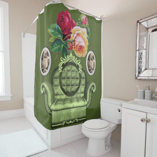  bloemgroen douchegordijn (In situ)