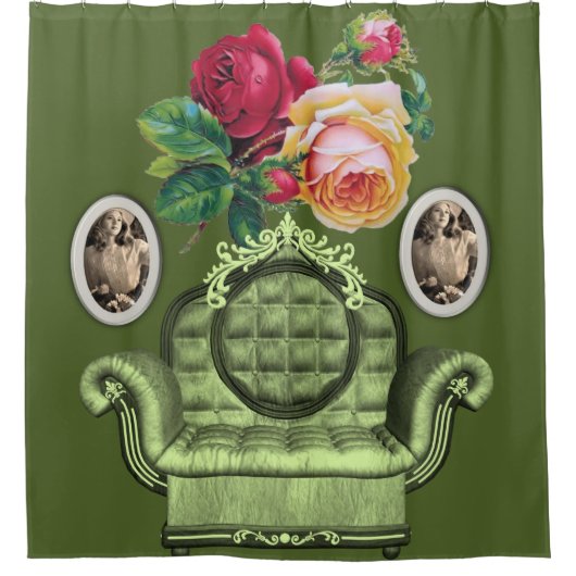 bloemgroen douchegordijn (Voorkant)