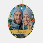 Bloemgroen en geel Verloving Foto Vriendin Keramisch Ornament (Rechts)