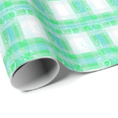 Bloemgroen gestreept patroon cadeaupapier (Rol Hoek)