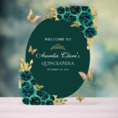 Bloemgroen goud tiara vlinder quinceañera acryl bord (Neutraal)