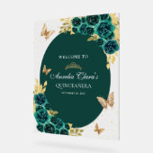 Bloemgroen goud tiara vlinder quinceañera acryl bord (Hoek)