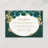 Bloemgroen goud tiara vlinder quinceañera informatiekaartje (Voorkant)