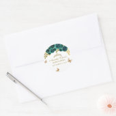 Bloemgroen goud tiara vlinder quinceañera ronde sticker (Envelop)