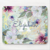 Bloemgroen goud waterverf monogram naam  muismat (Voorkant)