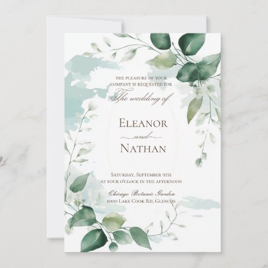 Bloemgroen laat zomerse bruiloft kaart (Voorkant)