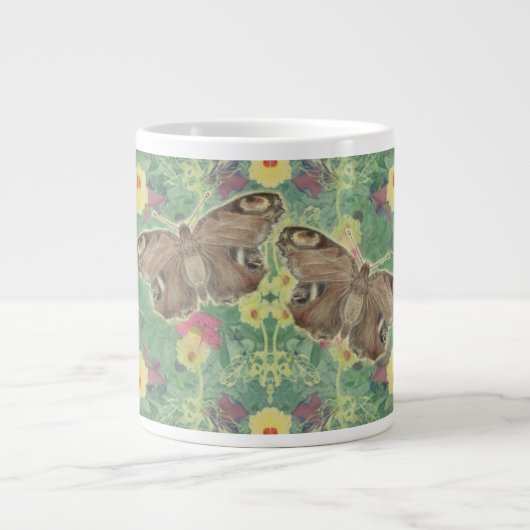 Bloemgroen met vlinders grote koffiekop (Voorkant)