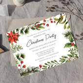 Bloemgroen Script Kerstvakantie feestje Uitnodiging Briefkaart