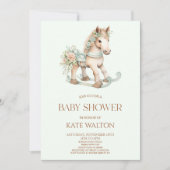 Bloemgroen  Speelgoed schommelpaard Baby shower Kaart (Voorkant)
