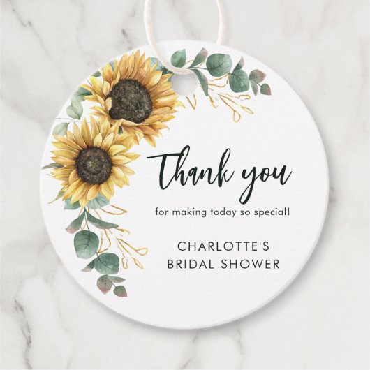 Bloemgroen Zonnebloem Script Vrijgezellenfeest Bedankjes Labels (Voorkant)