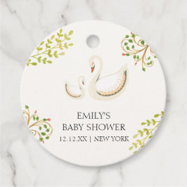  Bloemgroen Zwaan Baby shower Bedankjes Labels