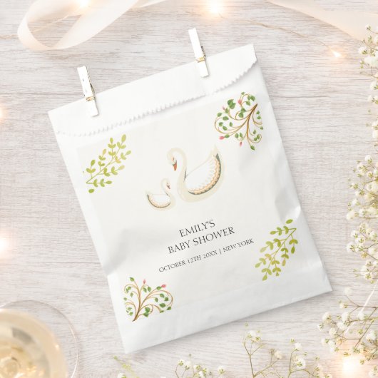 Bloemgroen Zwaan Baby shower Bedankzakje (Geknipt)